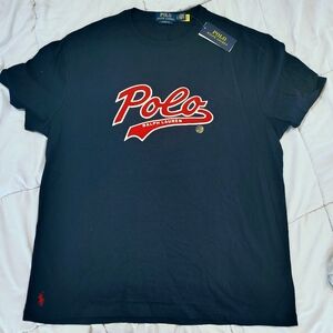 Ralph Lauren Navy Short-Sleeve Embroidered Polo Script Logo Tee Large NWT